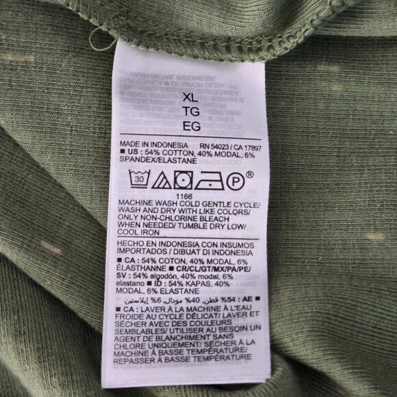 NWOT | Olive Green Floral Print Ribbed Knit Crewneck T-Shirt | XLarge - Picture 5 of 6